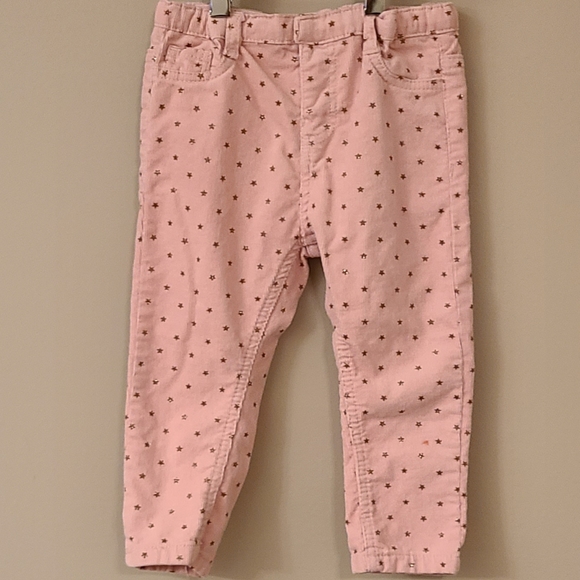 Chess Baby pink corduroy pants with gold star print - Picture 1 of 6